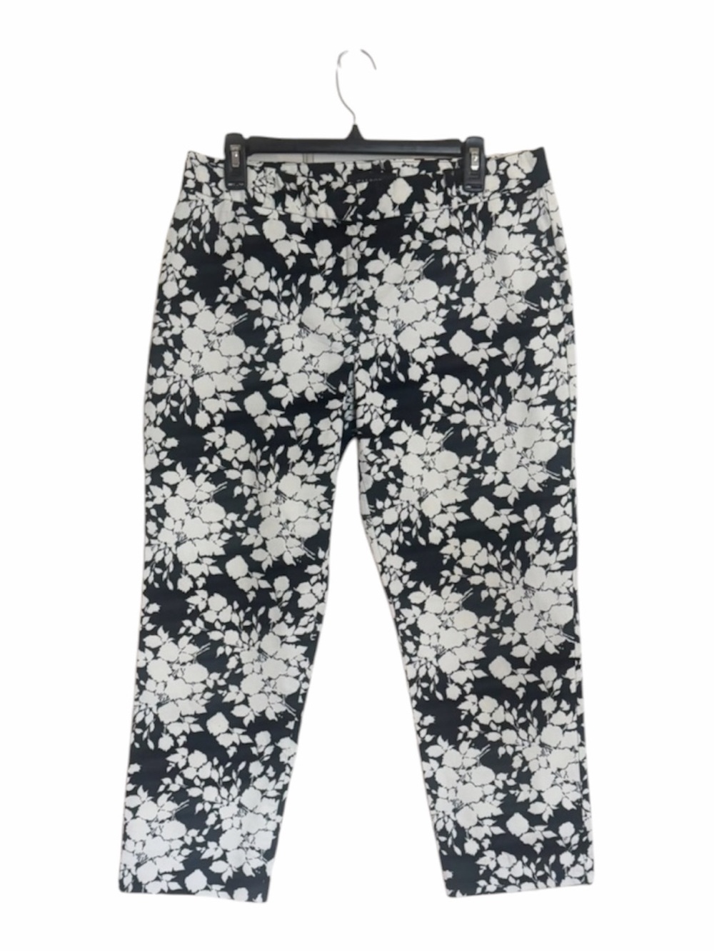 Talbots Cream Black Floral Cropped Pants. Size 10.